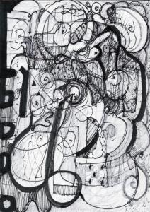Abstract Expressionist Drawing by Stephen Lucas-start to finish- October 